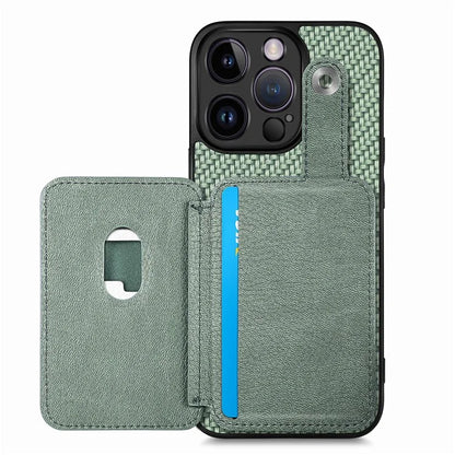 C1-06 For iPhone 14 Pro Carbon Fiber Texture Case Fall Protection Phone Cover with Card Knife Tool