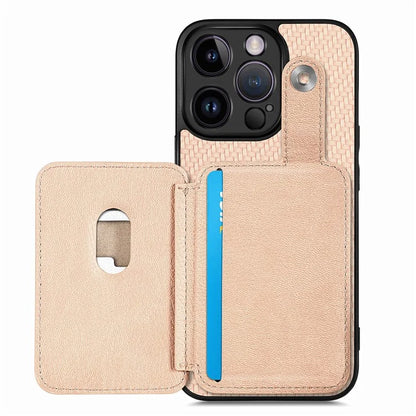 C1-06 For iPhone 14 Pro Carbon Fiber Texture Case Fall Protection Phone Cover with Card Knife Tool
