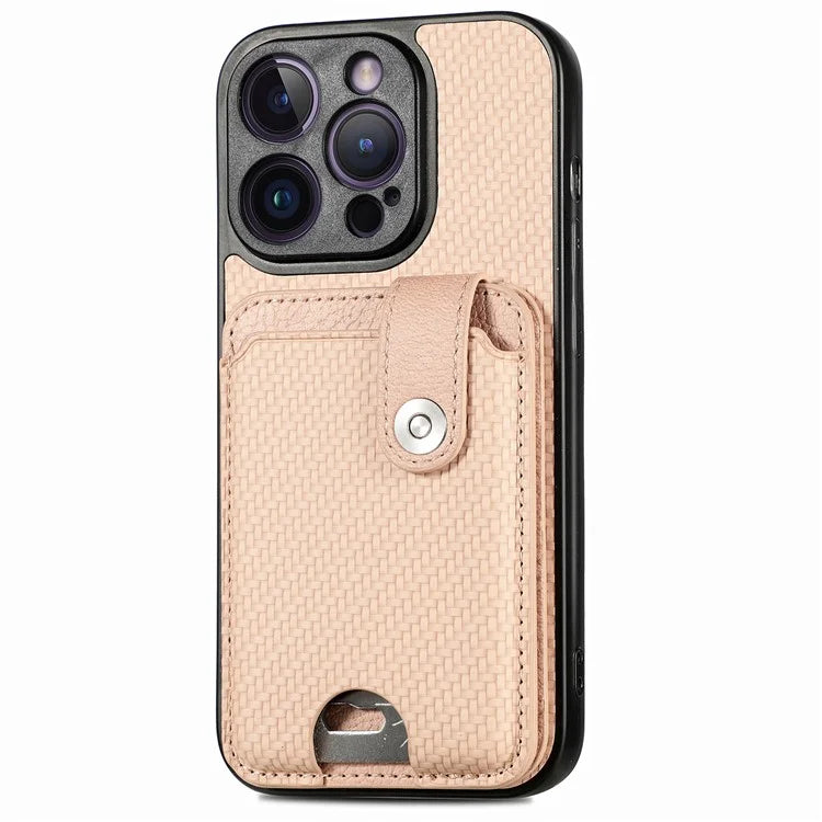 C1-06 For iPhone 14 Pro Carbon Fiber Texture Case Fall Protection Phone Cover with Card Knife Tool