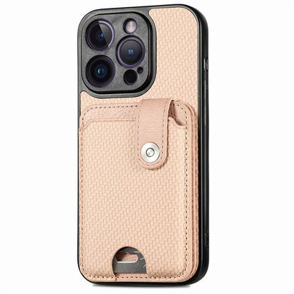 C1-06 For iPhone 14 Pro Carbon Fiber Texture Case Fall Protection Phone Cover with Card Knife Tool