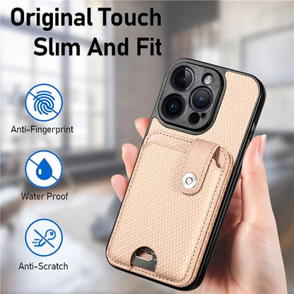 C1-06 For iPhone 14 Pro Carbon Fiber Texture Case Fall Protection Phone Cover with Card Knife Tool