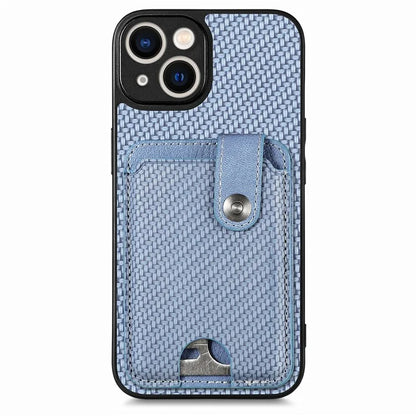 C1-06 For iPhone 14 Carbon Fiber Texture Case Anti-scratch Phone Cover with Card Knife Tool