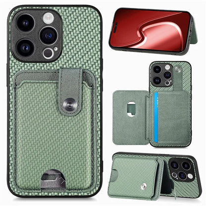 C1-06 For iPhone 15 Pro Max Card Slots Carbon Fiber Texture Phone Cover with Card Knife Tool