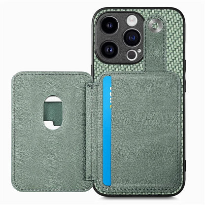 C1-06 For iPhone 15 Pro Carbon Fiber Texture Case Mobile Phone Back Cover with Card Knife Tool