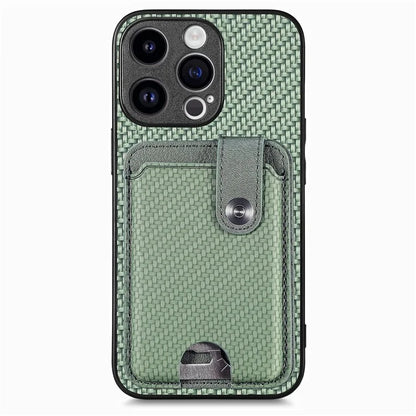 C1-06 For iPhone 15 Pro Carbon Fiber Texture Case Mobile Phone Back Cover with Card Knife Tool