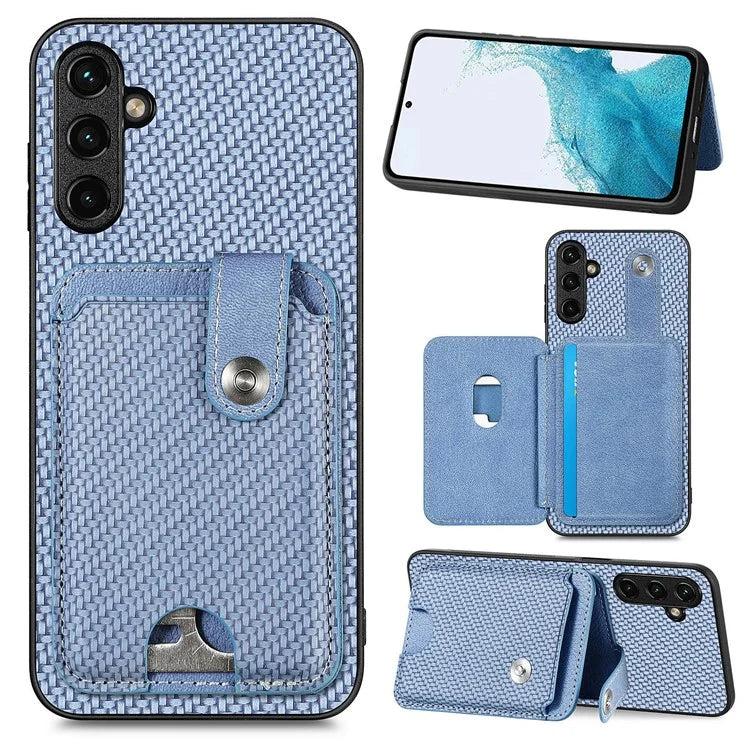 C1-06 For Samsung Galaxy A05s 4G Kickstand Case Carbon Fiber Texture Phone Cover with Card Knife Tool