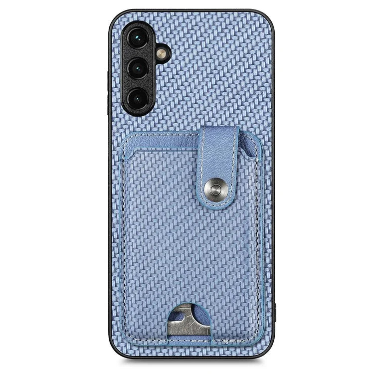 C1-06 For Samsung Galaxy A05s 4G Kickstand Case Carbon Fiber Texture Phone Cover with Card Knife Tool