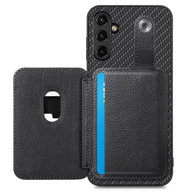 C1-06 For Samsung Galaxy A05s 4G Kickstand Case Carbon Fiber Texture Phone Cover with Card Knife Tool