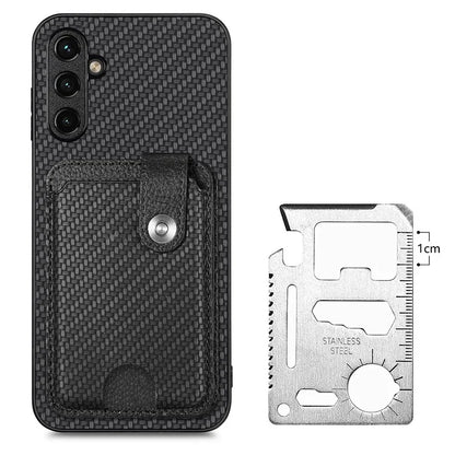 C1-06 For Samsung Galaxy A05s 4G Kickstand Case Carbon Fiber Texture Phone Cover with Card Knife Tool
