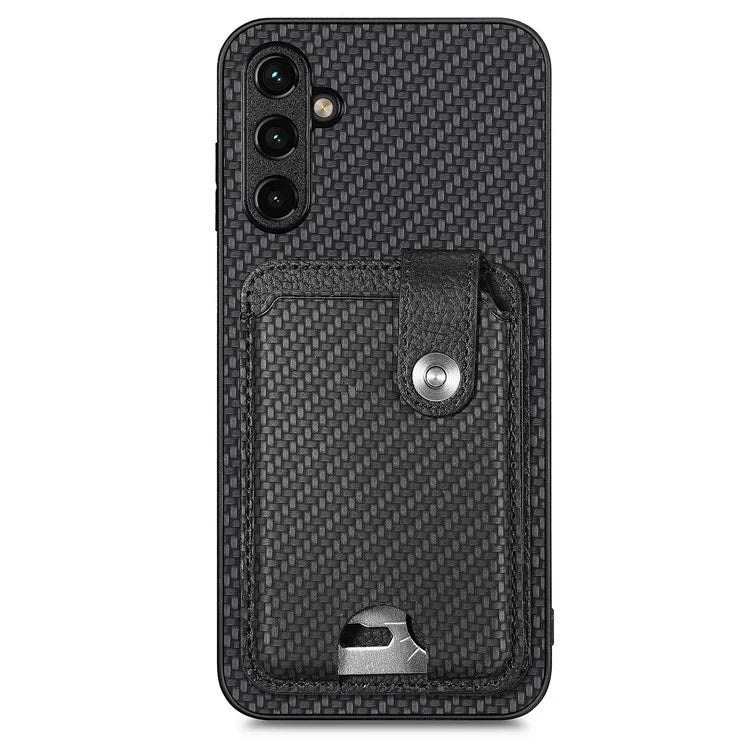 C1-06 For Samsung Galaxy A05s 4G Kickstand Case Carbon Fiber Texture Phone Cover with Card Knife Tool
