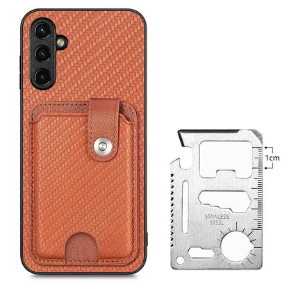 C1-06 For Samsung Galaxy A05s 4G Kickstand Case Carbon Fiber Texture Phone Cover with Card Knife Tool