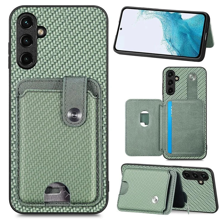 C1-06 For Samsung Galaxy A05s 4G Kickstand Case Carbon Fiber Texture Phone Cover with Card Knife Tool