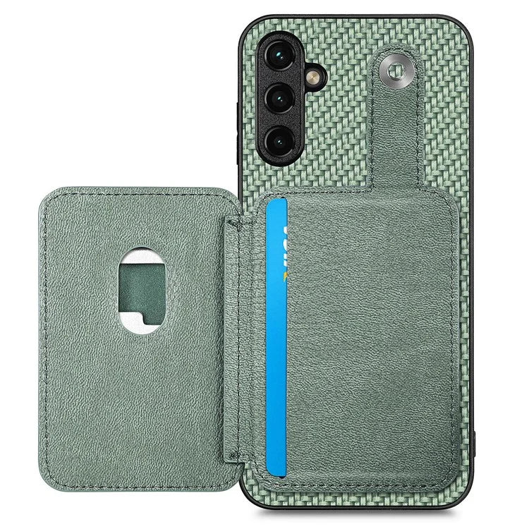 C1-06 For Samsung Galaxy A05s 4G Kickstand Case Carbon Fiber Texture Phone Cover with Card Knife Tool