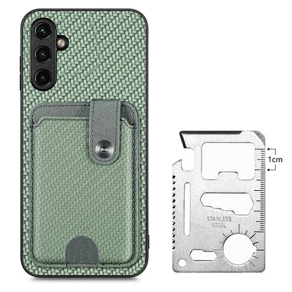 C1-06 For Samsung Galaxy A05s 4G Kickstand Case Carbon Fiber Texture Phone Cover with Card Knife Tool