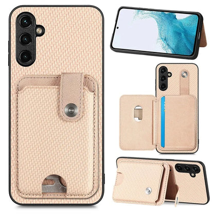 C1-06 For Samsung Galaxy A05s 4G Kickstand Case Carbon Fiber Texture Phone Cover with Card Knife Tool