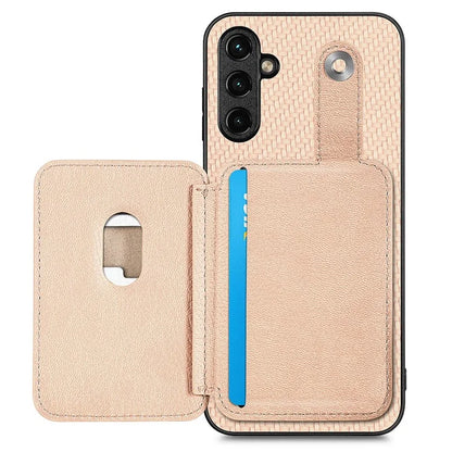 C1-06 For Samsung Galaxy A05s 4G Kickstand Case Carbon Fiber Texture Phone Cover with Card Knife Tool