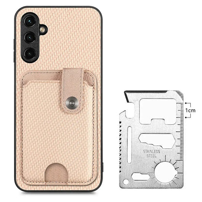 C1-06 For Samsung Galaxy A05s 4G Kickstand Case Carbon Fiber Texture Phone Cover with Card Knife Tool