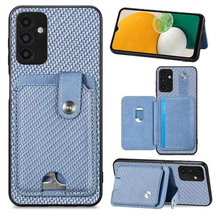 C1-06 For Samsung Galaxy A13 5G / A04s 4G (164.7 x 76.7 x 9.1 mm) Carbon Fiber Texture Phone Case with Card Knife Tool