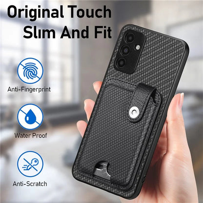 C1-06 For Samsung Galaxy A13 5G / A04s 4G (164.7 x 76.7 x 9.1 mm) Carbon Fiber Texture Phone Case with Card Knife Tool