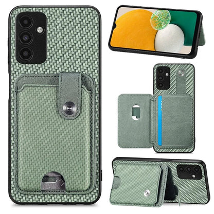C1-06 For Samsung Galaxy A13 5G / A04s 4G (164.7 x 76.7 x 9.1 mm) Carbon Fiber Texture Phone Case with Card Knife Tool