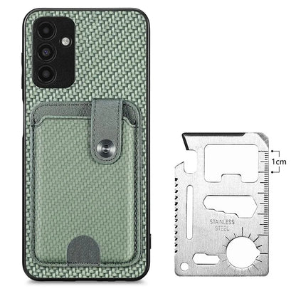 C1-06 For Samsung Galaxy A13 5G / A04s 4G (164.7 x 76.7 x 9.1 mm) Carbon Fiber Texture Phone Case with Card Knife Tool