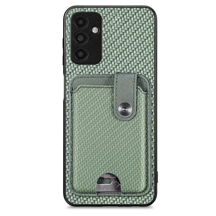 C1-06 For Samsung Galaxy A13 5G / A04s 4G (164.7 x 76.7 x 9.1 mm) Carbon Fiber Texture Phone Case with Card Knife Tool