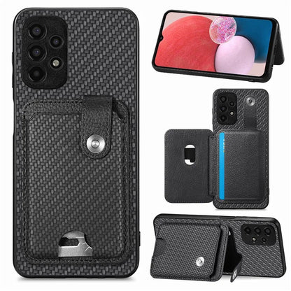 C1-06 For Samsung Galaxy A13 4G Case Carbon Fiber Texture Shockproof Phone Cover with Card Knife Tool