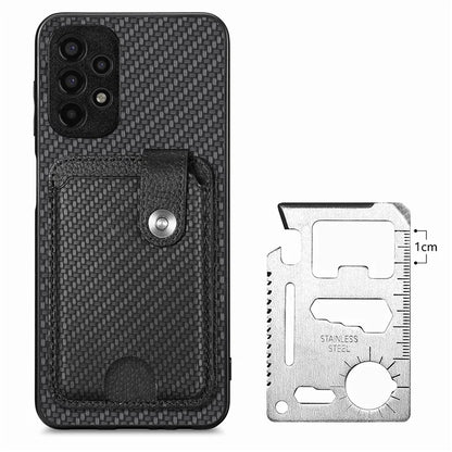 C1-06 For Samsung Galaxy A13 4G Case Carbon Fiber Texture Shockproof Phone Cover with Card Knife Tool