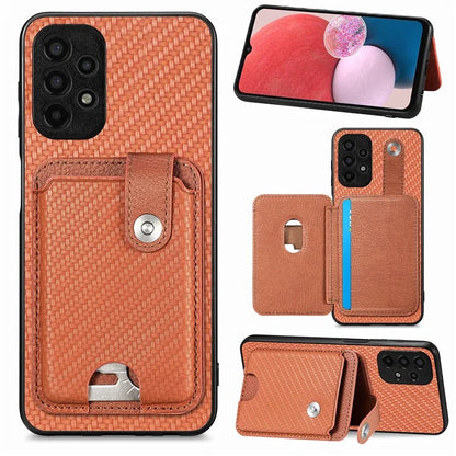 C1-06 For Samsung Galaxy A13 4G Case Carbon Fiber Texture Shockproof Phone Cover with Card Knife Tool