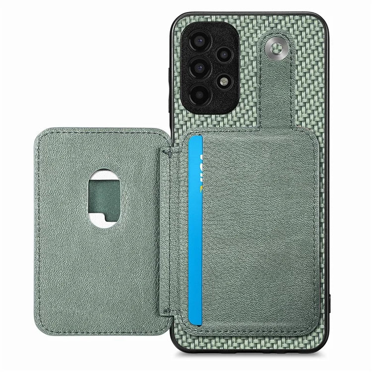 C1-06 For Samsung Galaxy A13 4G Case Carbon Fiber Texture Shockproof Phone Cover with Card Knife Tool