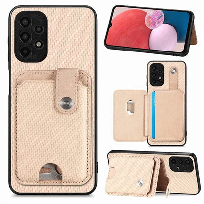 C1-06 For Samsung Galaxy A13 4G Case Carbon Fiber Texture Shockproof Phone Cover with Card Knife Tool