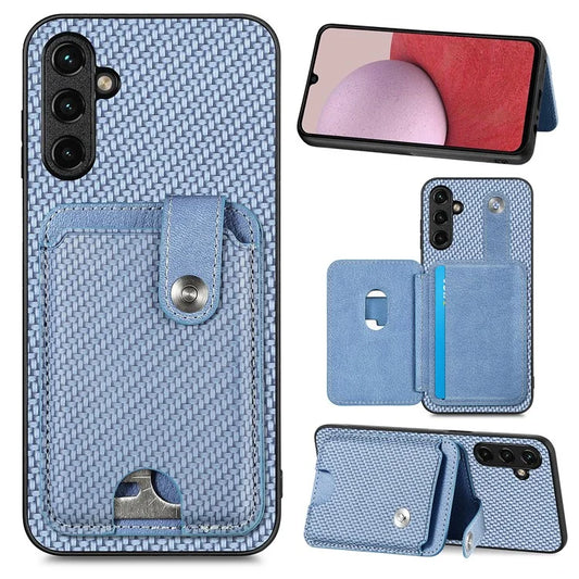C1-06 For Samsung Galaxy A14 4G / 5G Case Carbon Fiber Texture Leather Phone Back Cover with Card Knife Tool