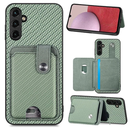 C1-06 For Samsung Galaxy A14 4G / 5G Case Carbon Fiber Texture Leather Phone Back Cover with Card Knife Tool