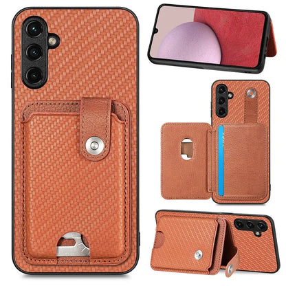 C1-06 For Samsung Galaxy A14 4G / 5G Case Carbon Fiber Texture Leather Phone Back Cover with Card Knife Tool