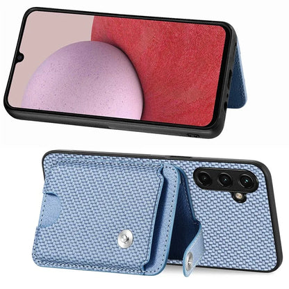 C1-06 For Samsung Galaxy A14 4G / 5G Case Carbon Fiber Texture Leather Phone Back Cover with Card Knife Tool