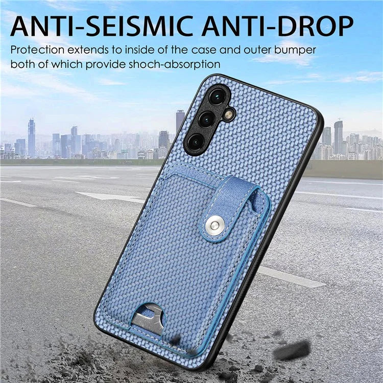 C1-06 For Samsung Galaxy A15 4G / 5G Case Leather Coated PC+TPU Phone Cover with Card Holder