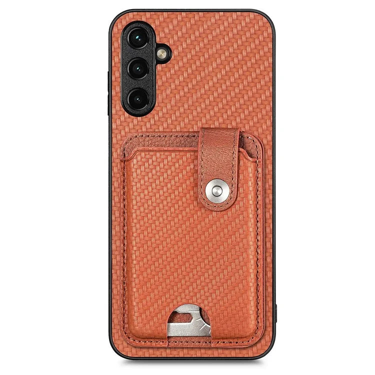 C1-06 For Samsung Galaxy A15 4G / 5G Case Leather Coated PC+TPU Phone Cover with Card Holder