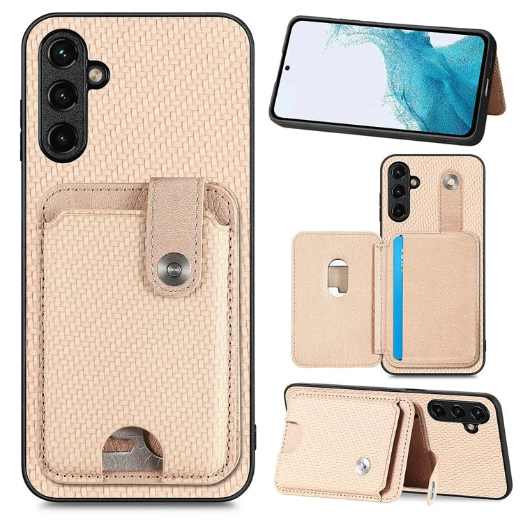 C1-06 For Samsung Galaxy A15 4G / 5G Case Leather Coated PC+TPU Phone Cover with Card Holder