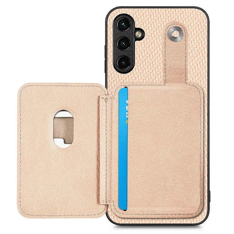 C1-06 For Samsung Galaxy A15 4G / 5G Case Leather Coated PC+TPU Phone Cover with Card Holder