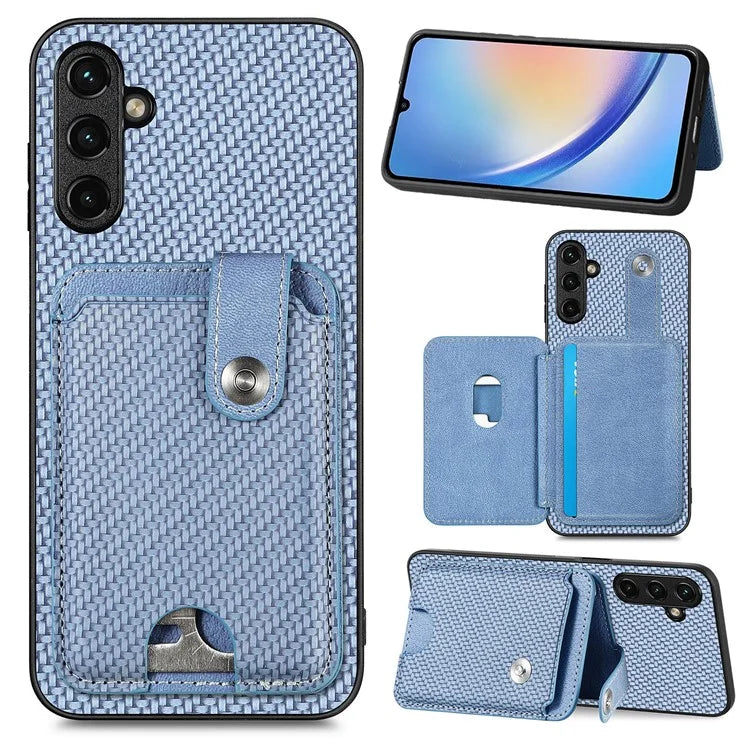 C1-06 For Samsung Galaxy A34 5G Case PU Leather Carbon Fiber Texture Phone Cover with Card Holder