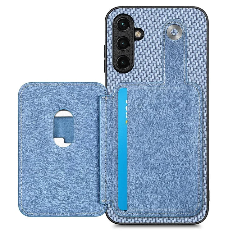 C1-06 For Samsung Galaxy A34 5G Case PU Leather Carbon Fiber Texture Phone Cover with Card Holder