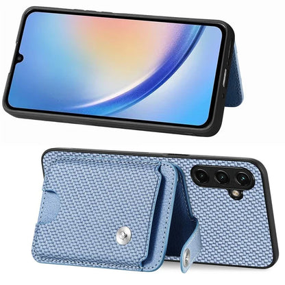C1-06 For Samsung Galaxy A34 5G Case PU Leather Carbon Fiber Texture Phone Cover with Card Holder