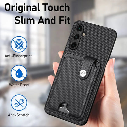 C1-06 For Samsung Galaxy A34 5G Case PU Leather Carbon Fiber Texture Phone Cover with Card Holder