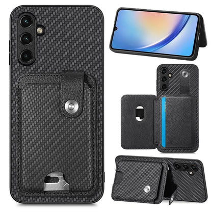 C1-06 For Samsung Galaxy A34 5G Case PU Leather Carbon Fiber Texture Phone Cover with Card Holder