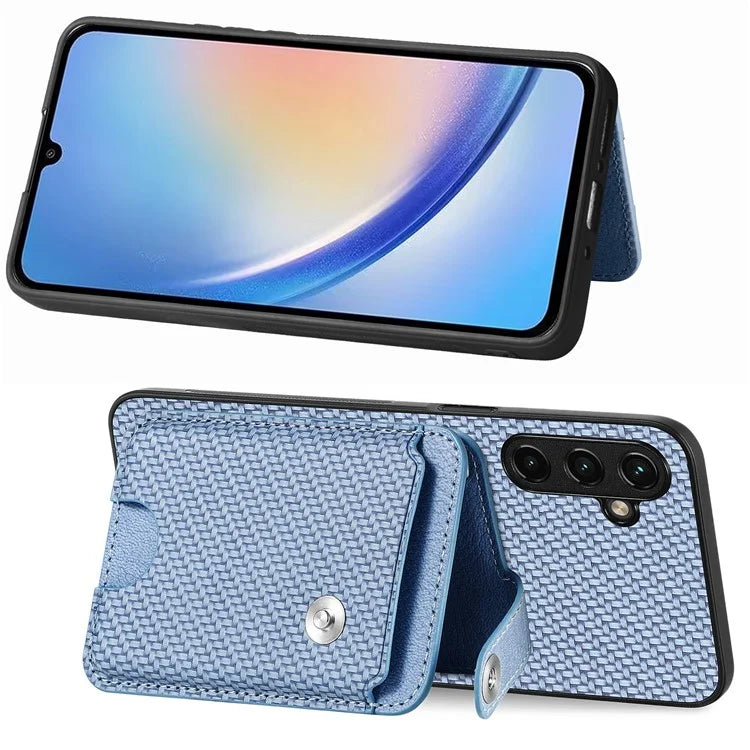C1-06 For Samsung Galaxy A34 5G Case PU Leather Carbon Fiber Texture Phone Cover with Card Holder
