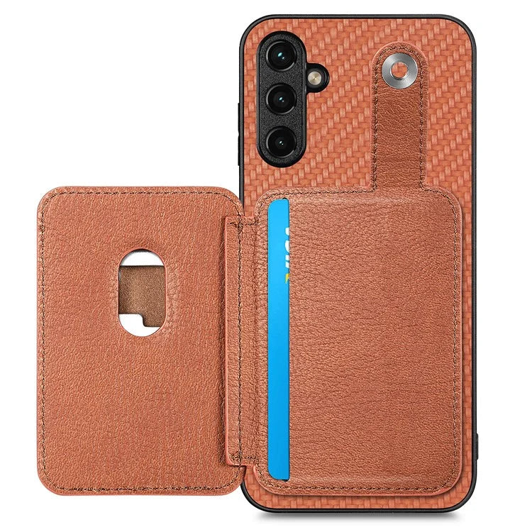 C1-06 For Samsung Galaxy A34 5G Case PU Leather Carbon Fiber Texture Phone Cover with Card Holder