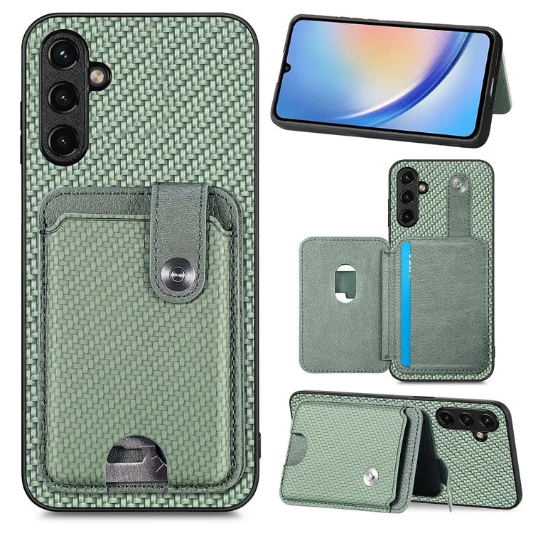 C1-06 For Samsung Galaxy A34 5G Case PU Leather Carbon Fiber Texture Phone Cover with Card Holder