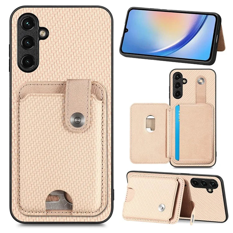 C1-06 For Samsung Galaxy A34 5G Case PU Leather Carbon Fiber Texture Phone Cover with Card Holder