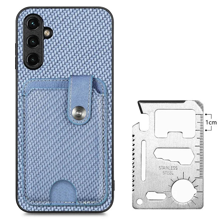 C1-06 For Samsung Galaxy A54 5G Case PU Leather Carbon Fiber Texture Kickstand Phone Cover