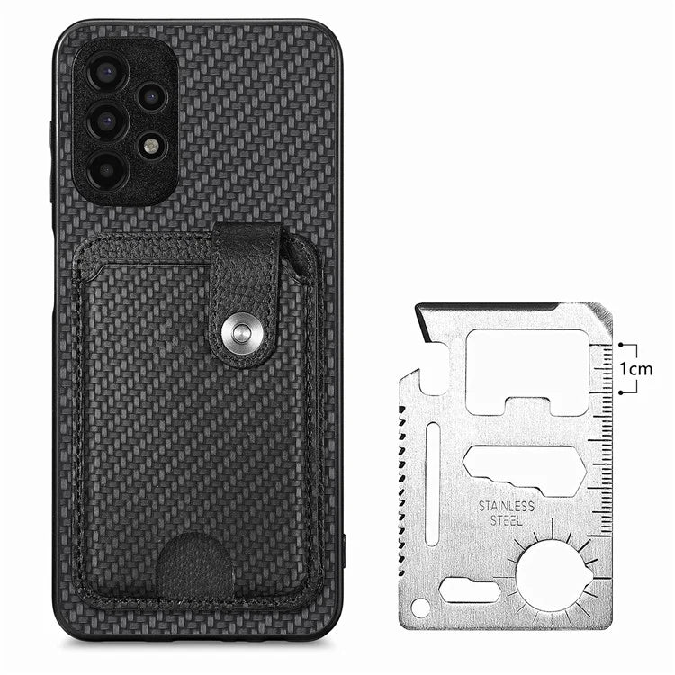 C1-06 For Samsung Galaxy A53 5G Case PU Leather Card Holder Back Cover with Card Knife